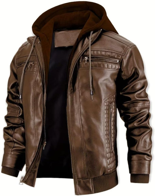 Motorcycle Jacket with Removable Hood Waterproof Bomber Jackets