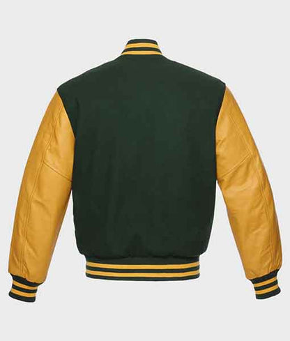 Mens Green and Yellow Varsity Jacket