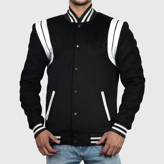 Men’s Black & White Varsity Jacket